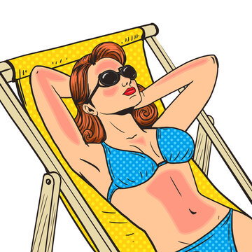 recommend clip art: Woman got a sunburn pop art PNG illustration with transparent background