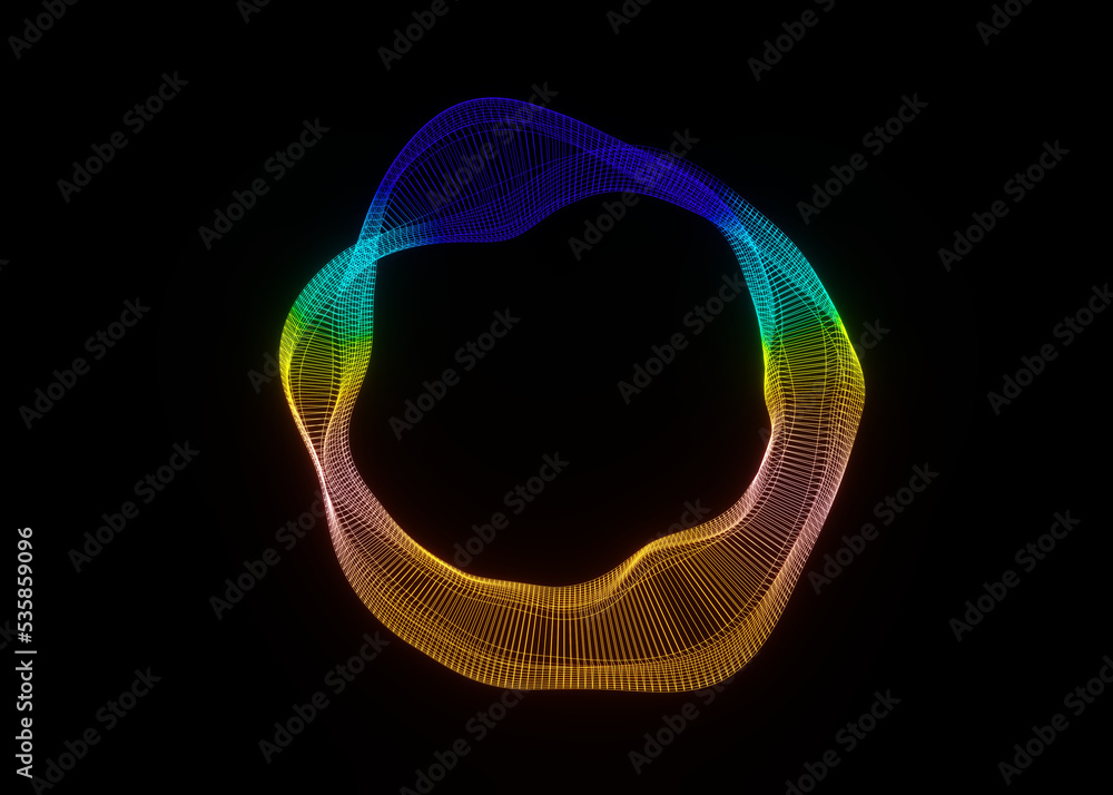 Poster futuristic colorful sphere of lines. network connection big data. abstract technology background. pl