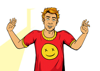 Man on drugs pop art style PNG illustration with transparent background