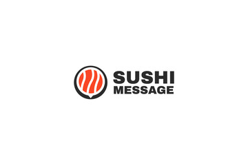 Sushi message logo design vector template illustration