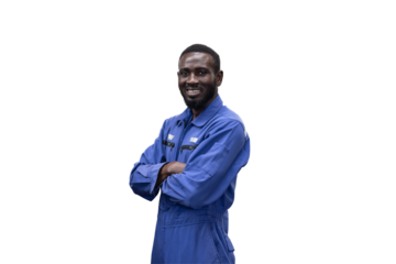 Portrait of smiling African American male engineer on transparent background