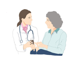 Fototapeta premium Doctor and older patient illustration