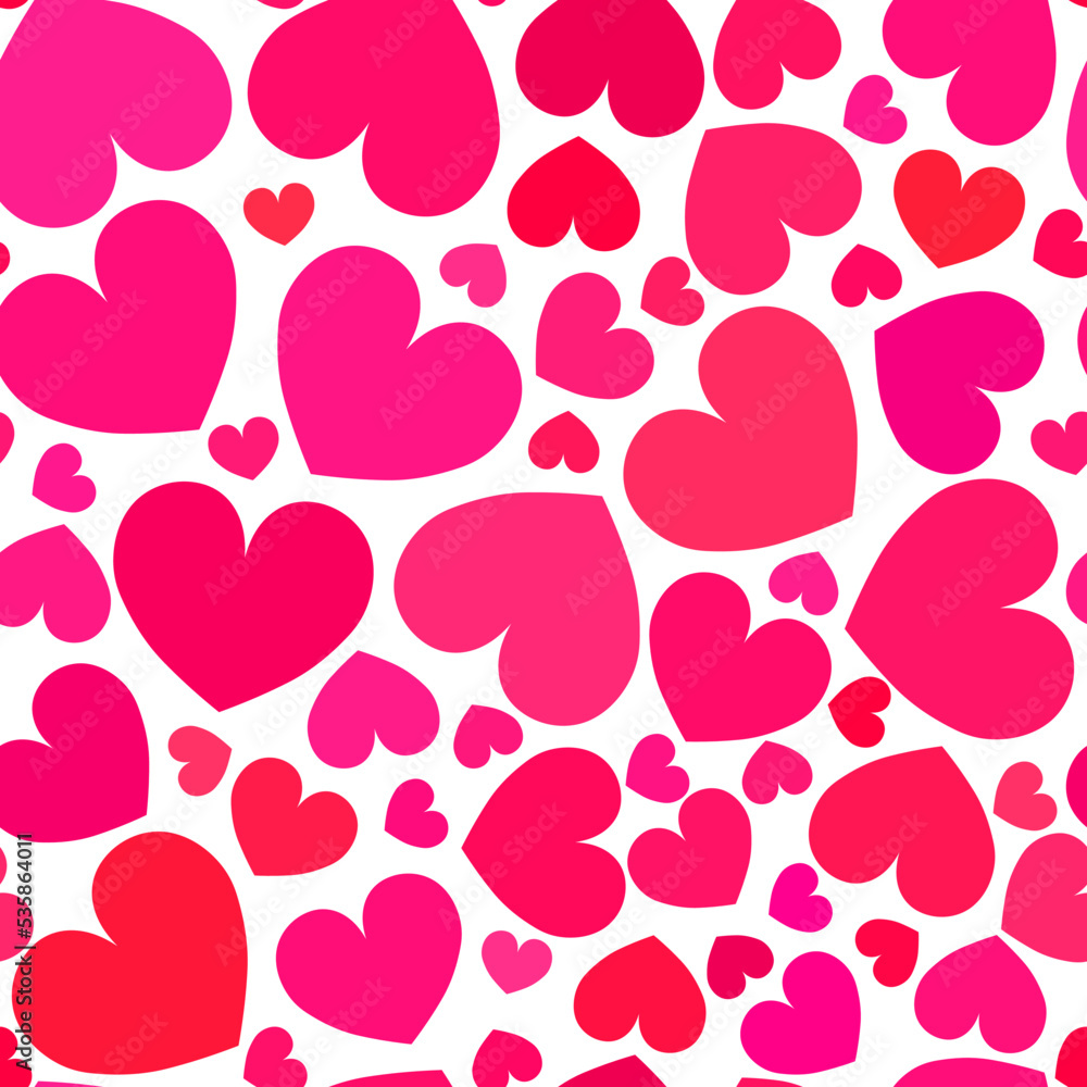 Poster seamless pattern with flat heart shapes. vector romantic minimalistic repeatable background.