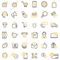 E-commerce and shopping icons set. Set of editable stroke icons.Vector set of E-commerce and shopping