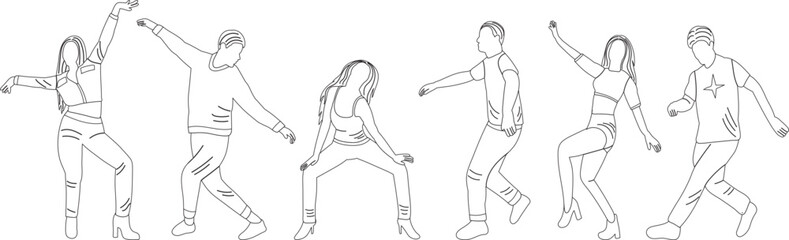 people dancing sketch ,outline icon isolated vector