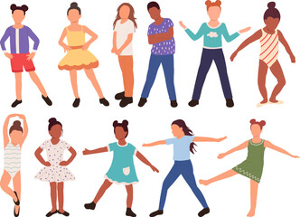 dancing kids set on white background, isolated vector
