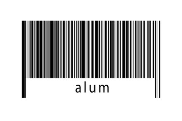 Barcode on white background with inscription alum below