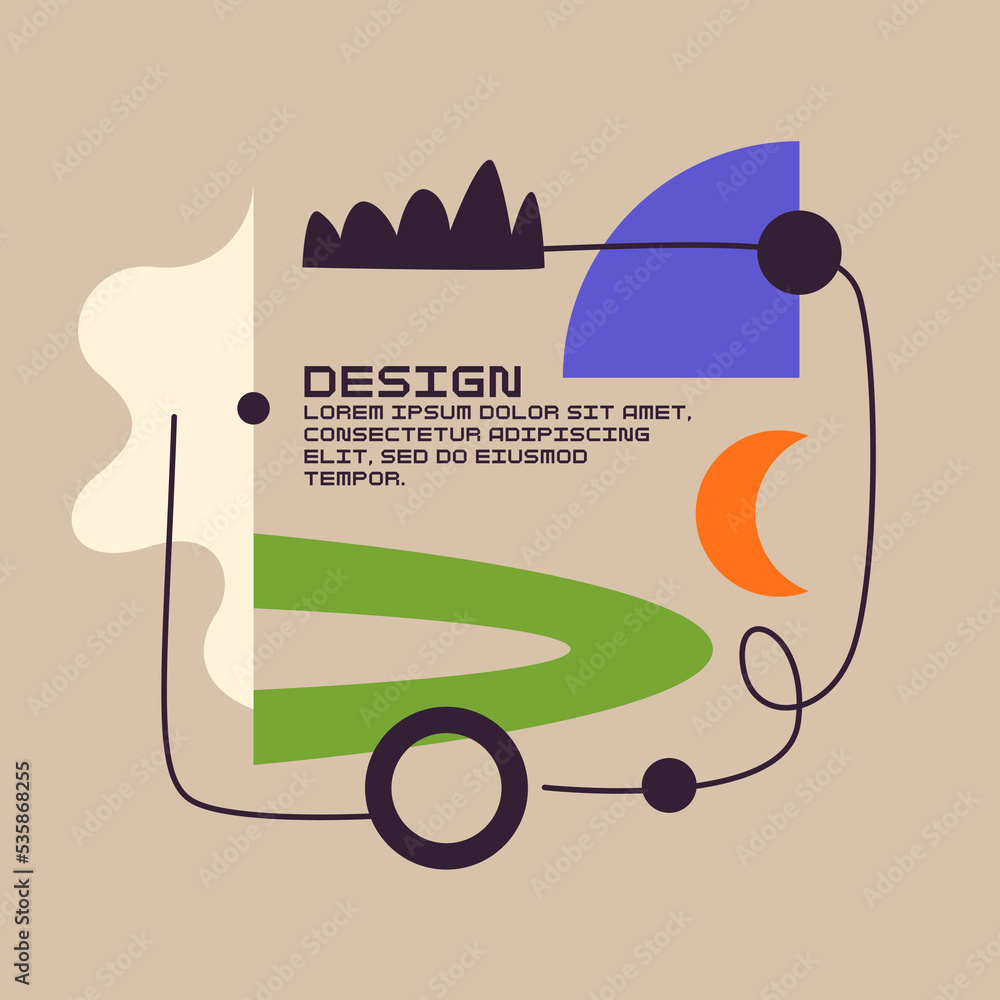 Poster modern geometric composition of various shapes. illustration for design. abstract background in the 