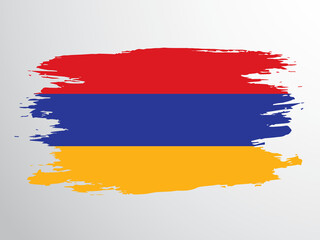 Flag of Armenia painted with a brush.