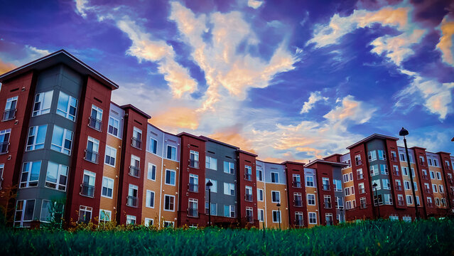 sunset behing building