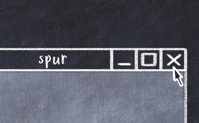 Concept of dealing with problem. Chalk drawing of closing browser window with caption spur © iushakovsky