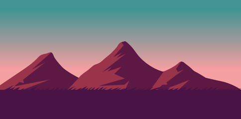 flat landscape vector illustration. with a beautiful mountain view.