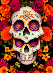 Painted Mexican skull