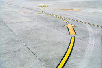 Empty cement floor in runway airport