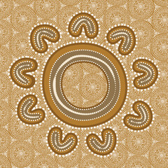 Aboriginal style of dot painting - Vector