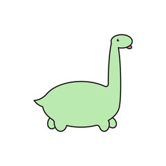 Brachiosaurus dinosaurs, Cute dinosaurs cartoon characters, Vector illustrations isolated.