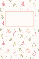 Hand drawn Christmas trees. Design of a winters background. Vector illustration