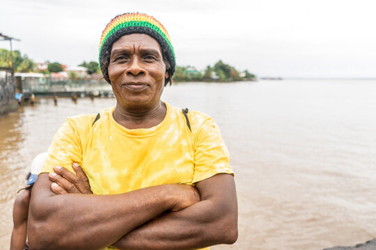 Black man originally from the caribbean of central america on the pier of Bluefields Nicaragua