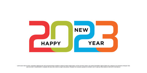 2023 happy new year logo design vector illustration with creative unique concept