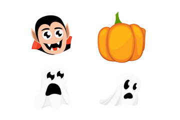 halloween pumpkin cartoon and ghost cartoon for sticker