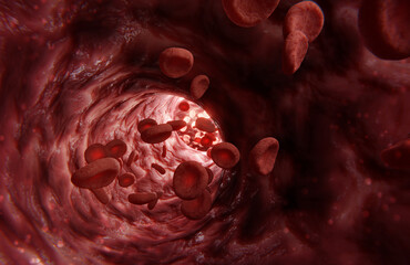 Red blood cells, 3D illustration