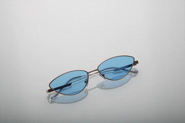 Glasses, sunglasses isolated on gray background. Background. Copy space. Place for text.