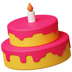 3d cake birthday party icon illustration