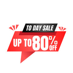 80% off sale balloon. Red and black vector illustration . sale discount label design, Eighty 