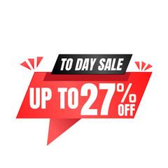 27% off sale balloon. Red and black vector illustration . sale discount label design, Twenty-seven