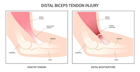 distal bicep tendonitis rotator cuff pain upper arm inflamed - obrazy, fototapety, plakaty