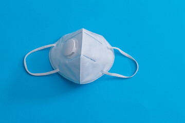 Close up of protection mask on blue background