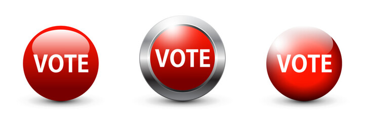 Red colored vote buttons. Flat vector illustration.
