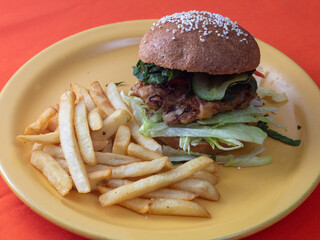 burger and fries