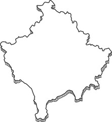 Hand Drawn of Kosovo 3D Map