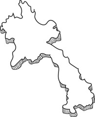 Hand Drawn of Laos 3D Map