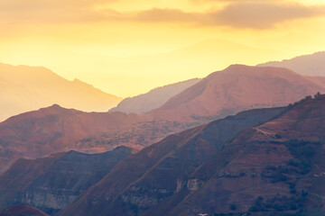 Sunrise in the Caucasus Mountains, Dagestan.