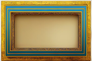 egyptian inspired art deco style blue and gold pharaoh picture frame template design - obrazy, fototapety, plakaty