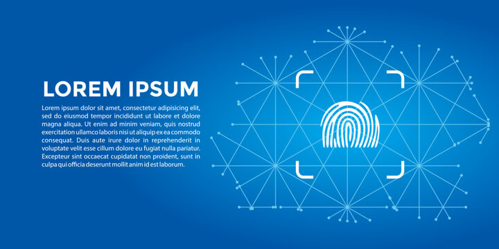 Vector Illustration The Use Of Fingerprints To Access Personally Identifiable Data. Biometric Security Innovation Technology To Fight Against Digital Cybercrime