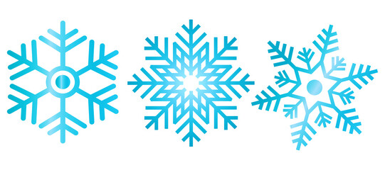 PNG.  Blue Snowflake set isolated on transparent background. Winter pattern snow ornament PNG design for Christmas