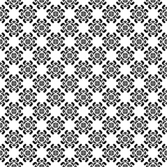 Black and white seamless abstract pattern. Background and backdrop. Grayscale ornamental design. Mosaic ornaments. Vector graphic illustration. EPS10.