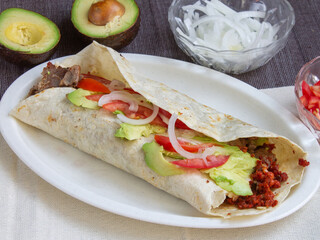 mexican burrito with avocado