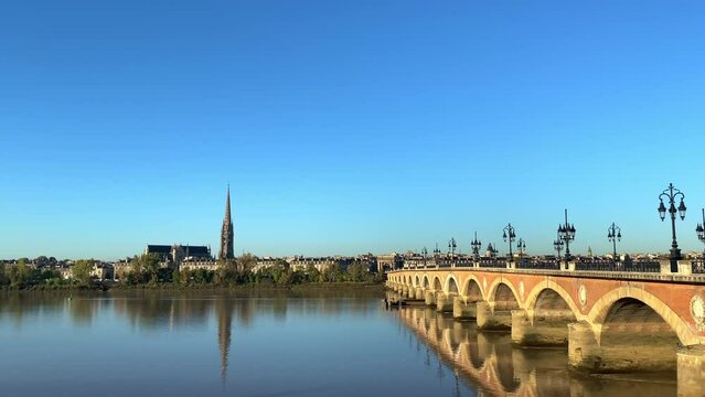 Bordeaux city and Garonne river on a summer day in France 