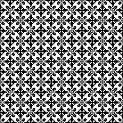 Black and white seamless abstract pattern. Background and backdrop. Grayscale ornamental design. Mosaic ornaments. Vector graphic illustration. EPS10.