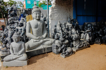 God Stone Statue & Sculptures  - Indian Hindu Gods Statues  - unusual sculptures of Hindu Gods - Buddha  