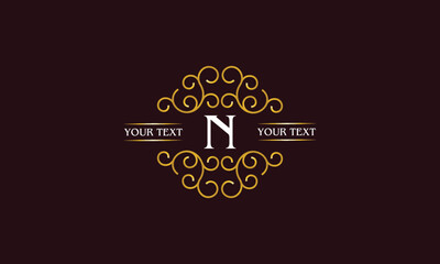 Letter N monogram line graphics. Label logo design, company emblem, restaurant, boutique, page