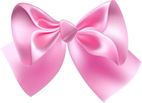 Bow Made Of Pink Silk Ribbon