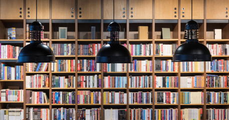 bookshelf background inside book shop