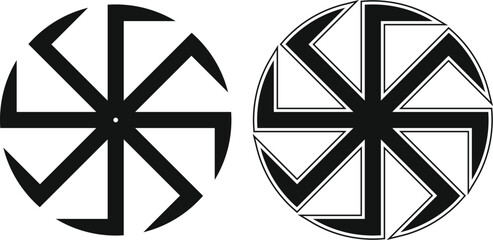 runic Scandinavian symbol Odin's horn black tattoo element on a white background in two versions - obrazy, fototapety, plakaty