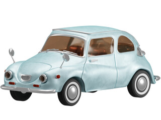 3D Illustration of light blue vintage car