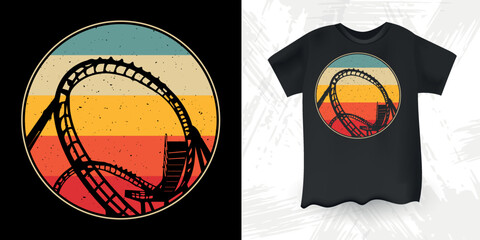 Funny Amusement Park Retro Vintage Theme Park Roller Coaster T-Shirt Design